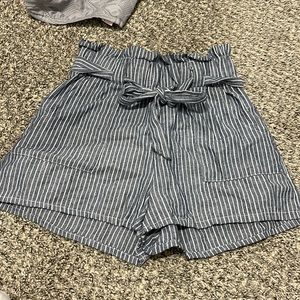 blue white striped shorts